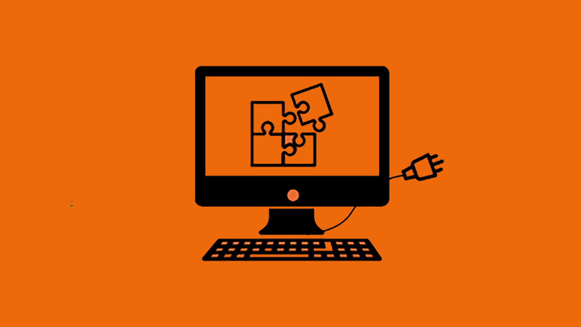 Computer with a jigsaw puzzle showing development